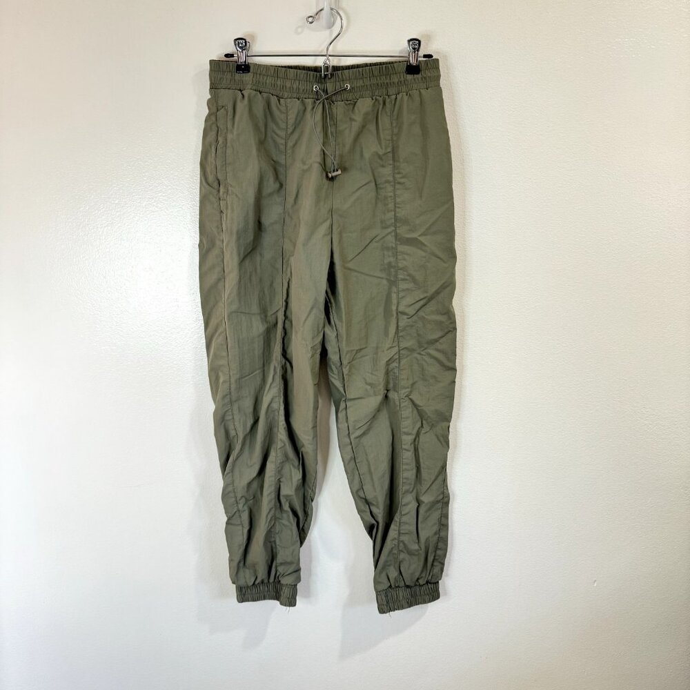 Wilo the Label Pants Size S Windbreaker Nylon Army Green Joggers Utility